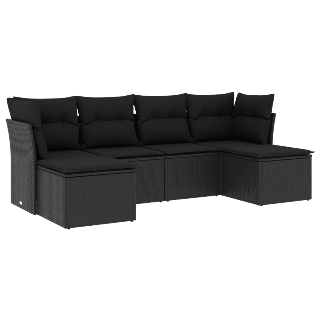 7-delige Loungeset met kussens poly rattan