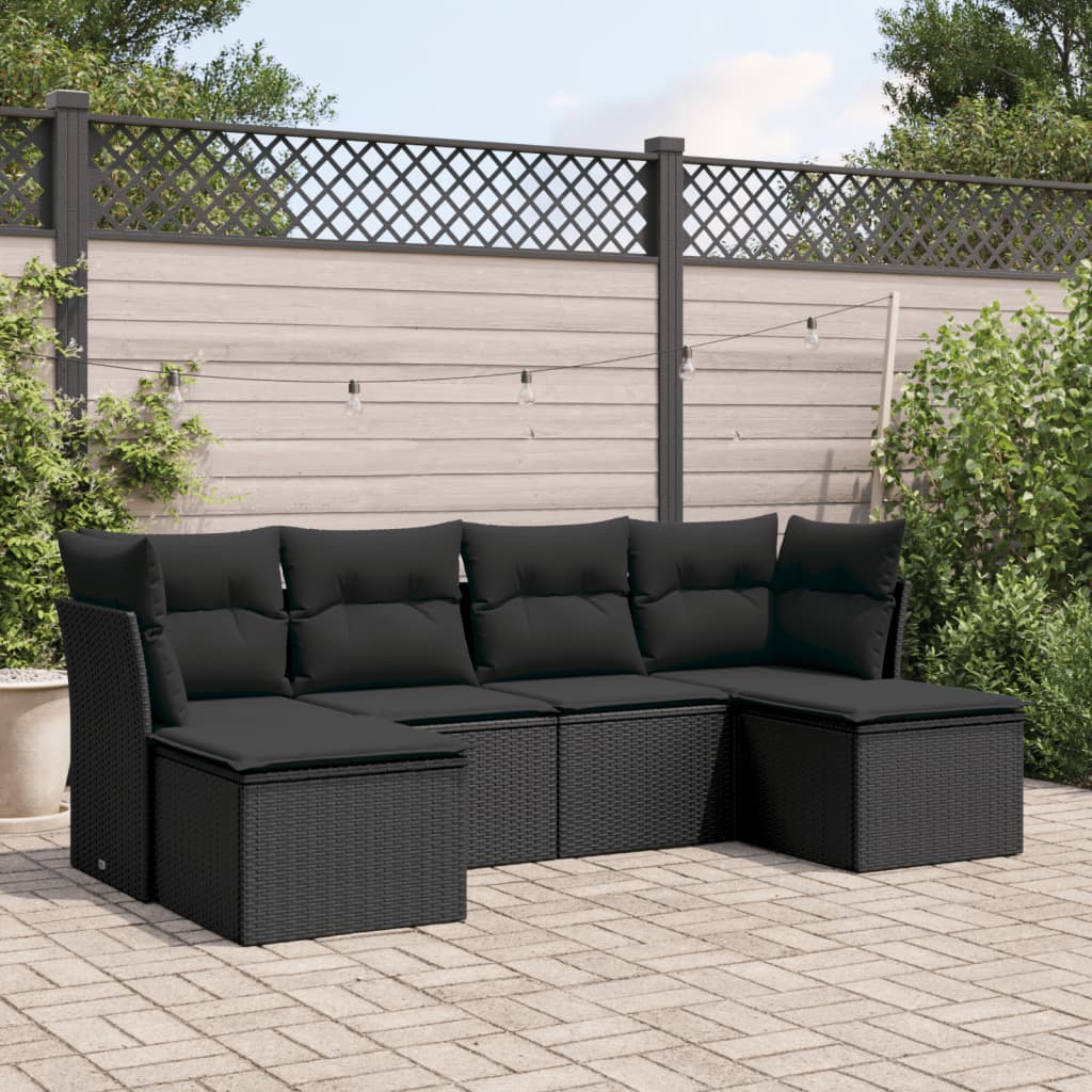 7-delige Loungeset met kussens poly rattan