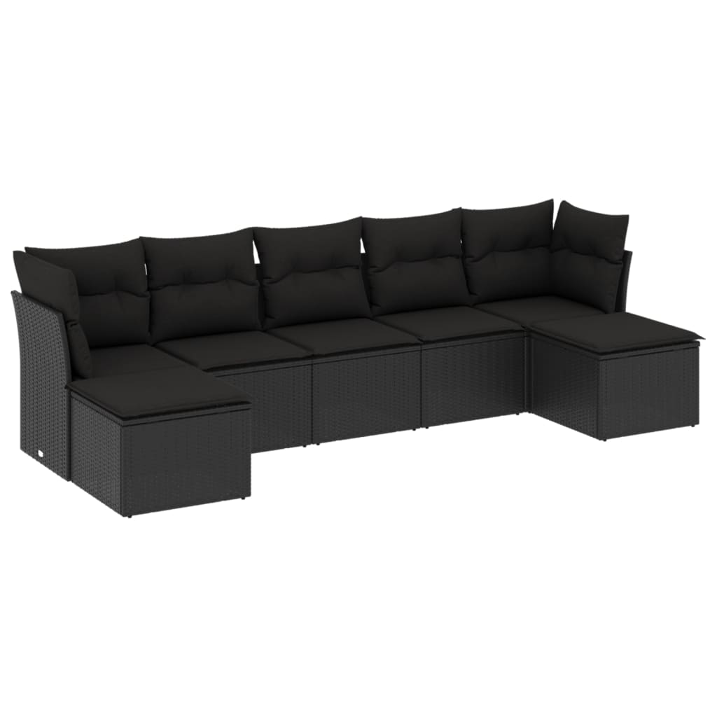 7-delige Loungeset met kussens poly rattan