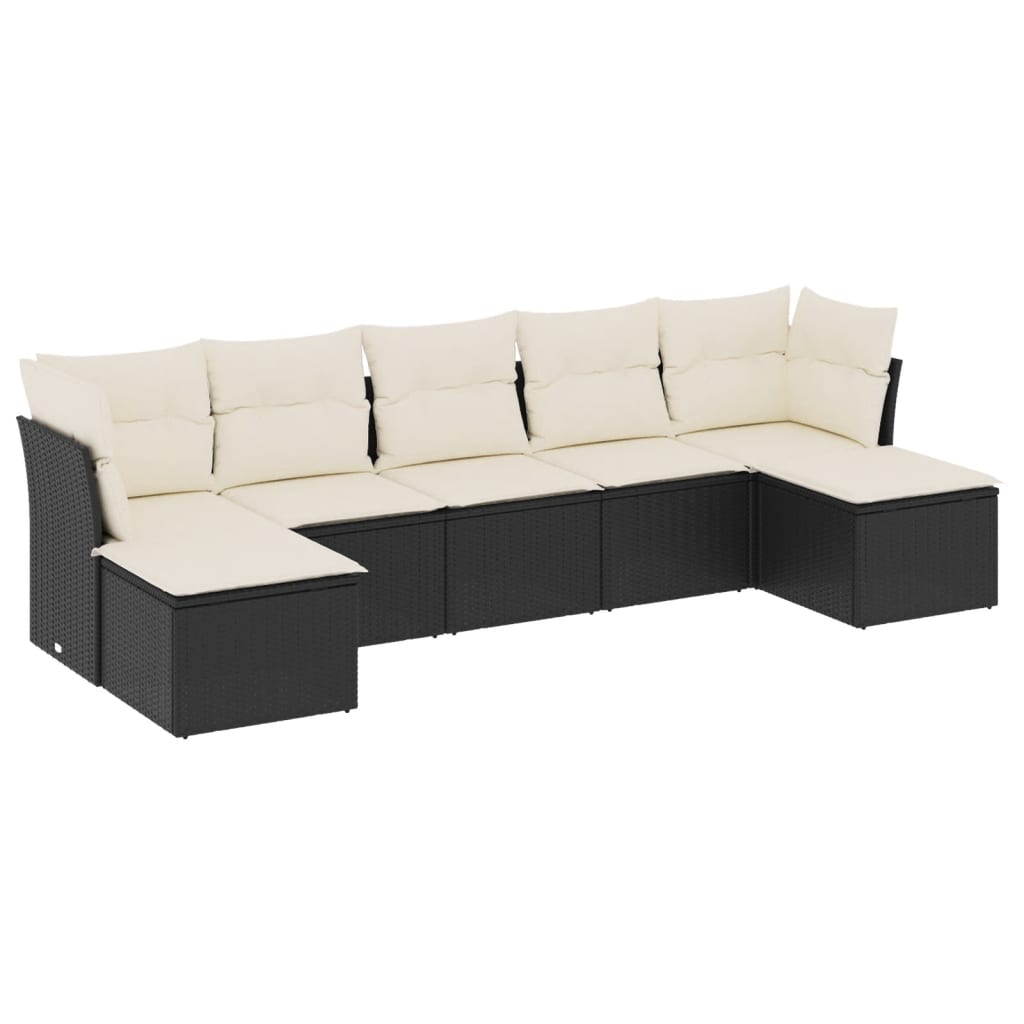 7-delige Loungeset met kussens poly rattan