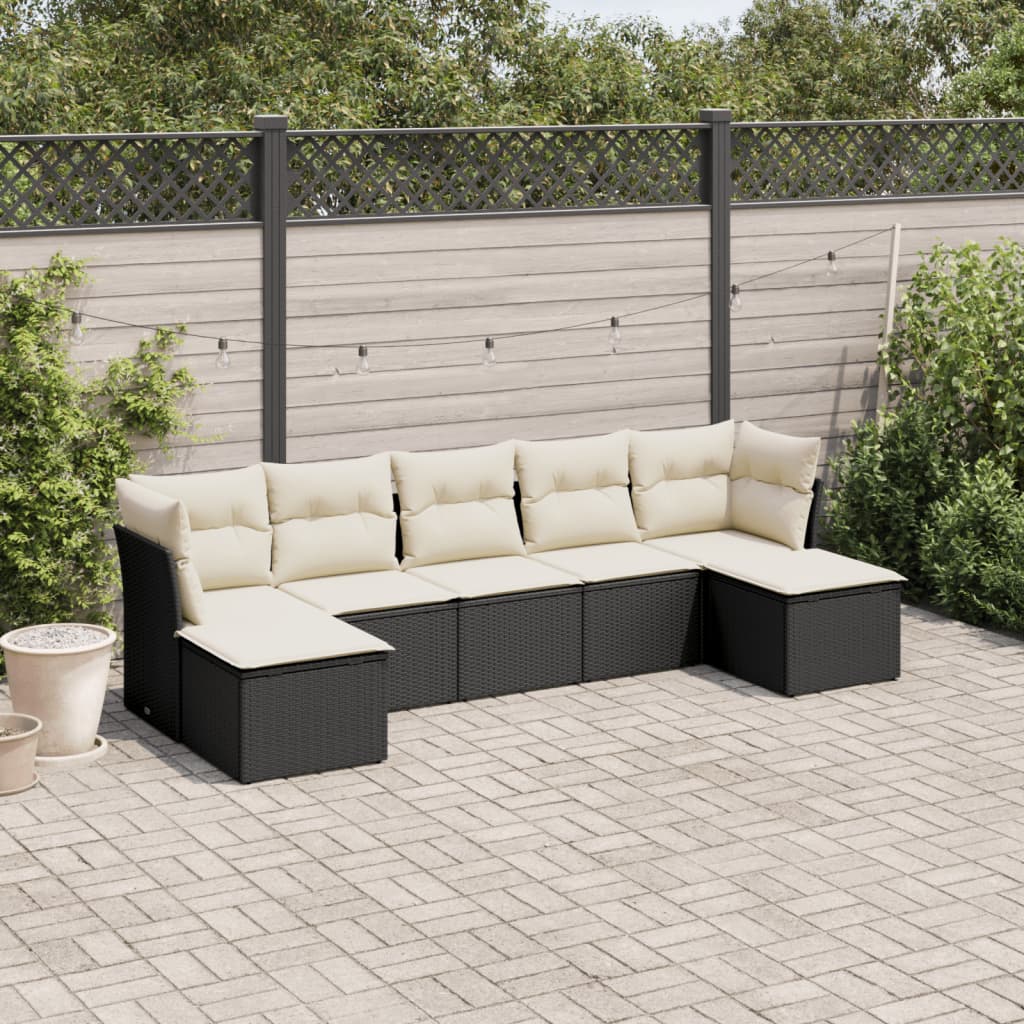 7-delige Loungeset met kussens poly rattan