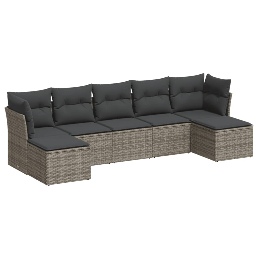 7-delige Loungeset met kussens poly rattan