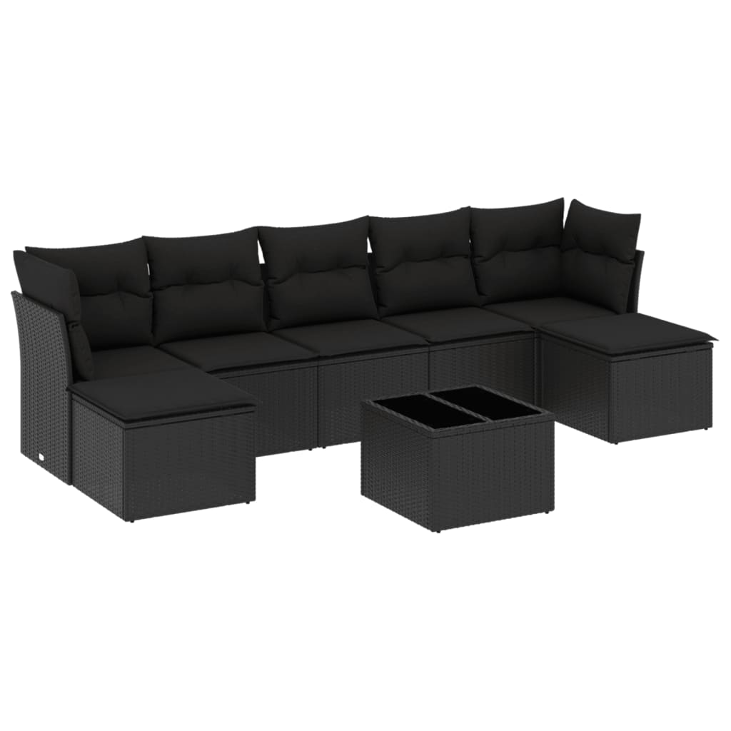 7-delige Loungeset met kussens poly rattan