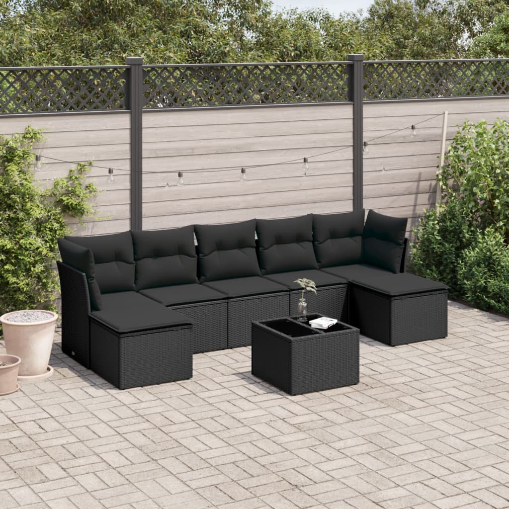 7-delige Loungeset met kussens poly rattan