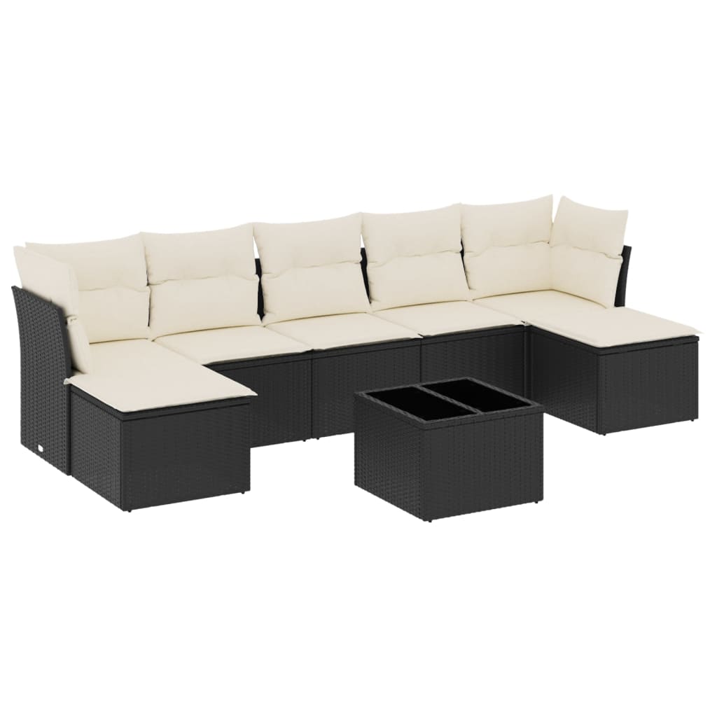 7-delige Loungeset met kussens poly rattan