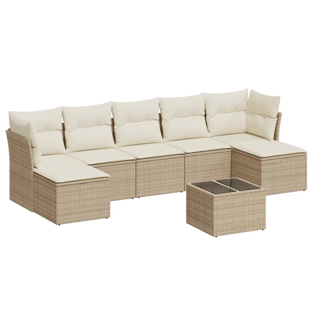 7-delige Loungeset met kussens poly rattan