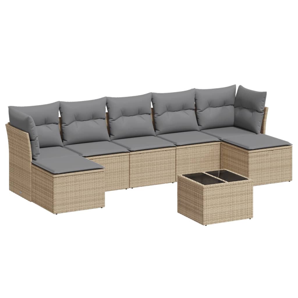 7-delige Loungeset met kussens poly rattan