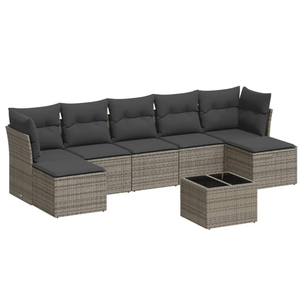 7-delige Loungeset met kussens poly rattan