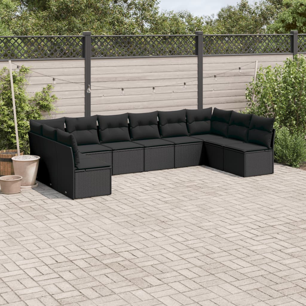 11-delige Loungeset met kussens poly rattan