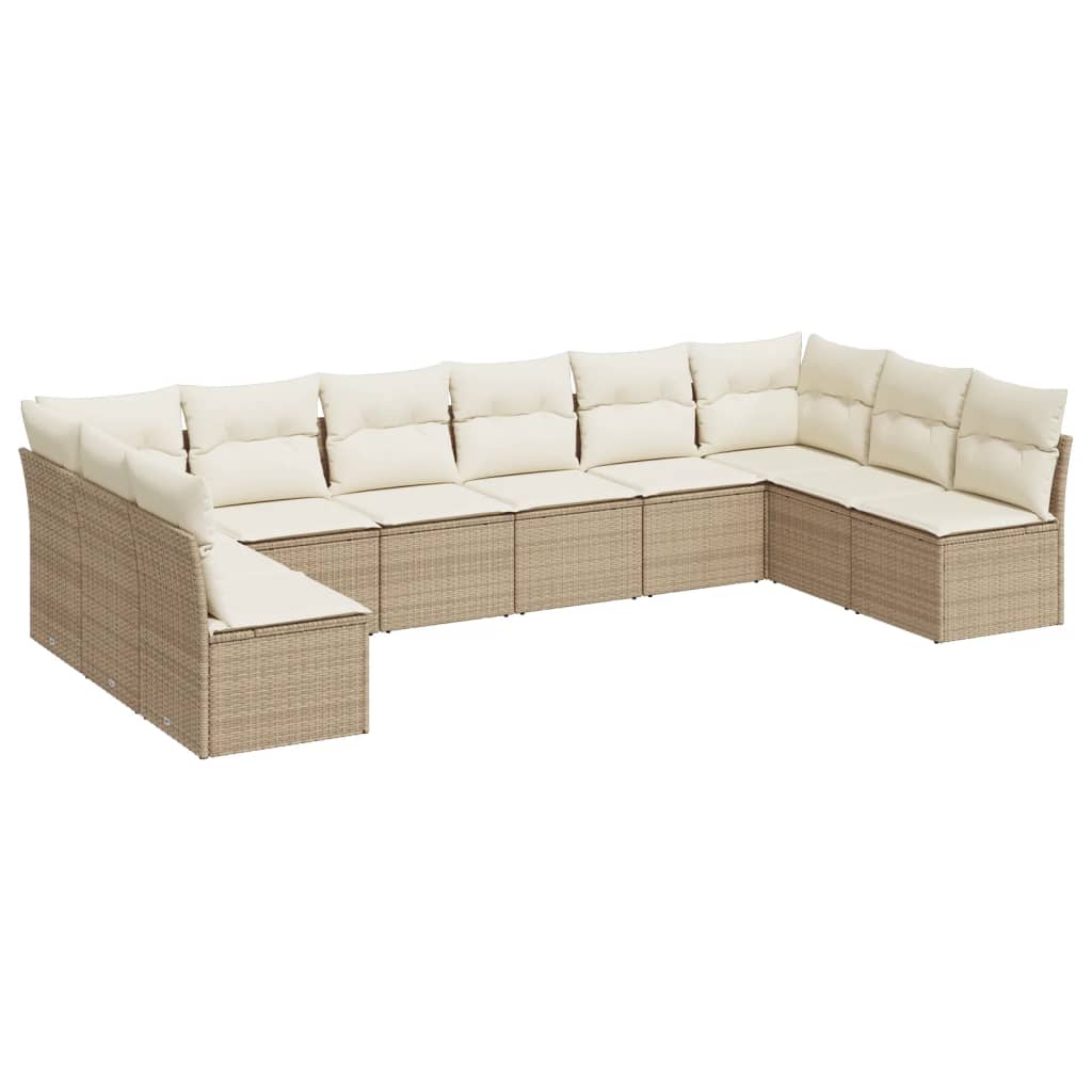 11-delige Loungeset met kussens poly rattan zwart