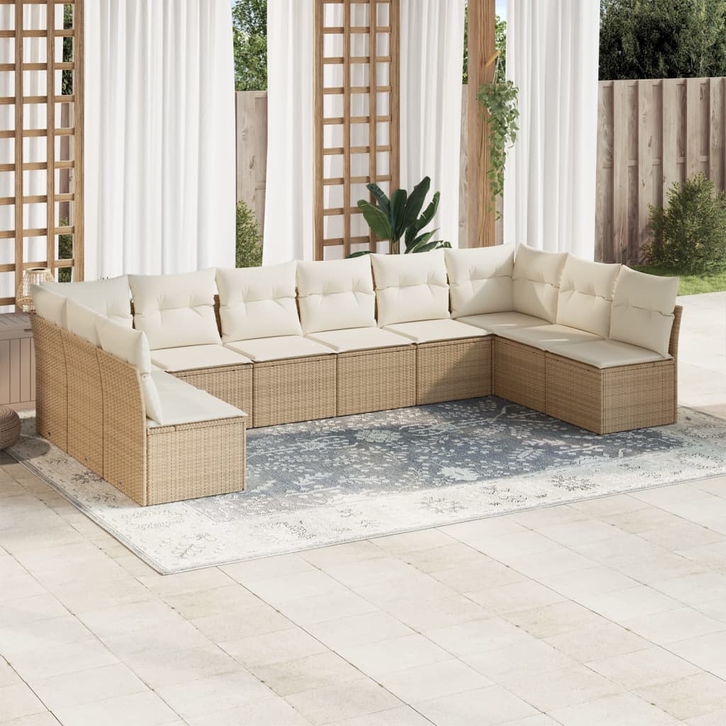 11-delige Loungeset met kussens poly rattan