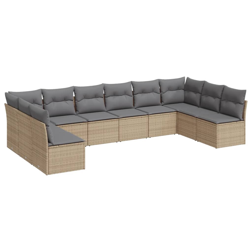 11-delige Loungeset met kussens poly rattan