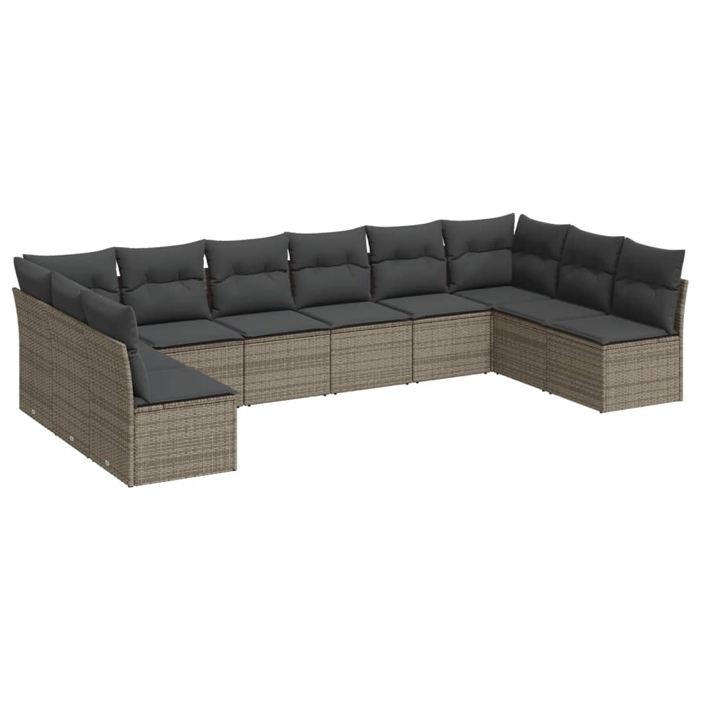 11-delige Loungeset met kussens poly rattan