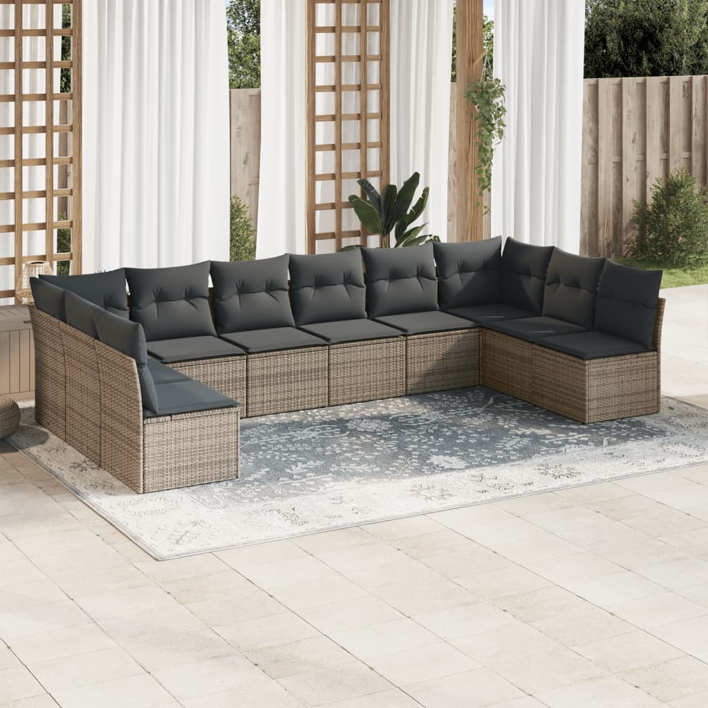 11-delige Loungeset met kussens poly rattan