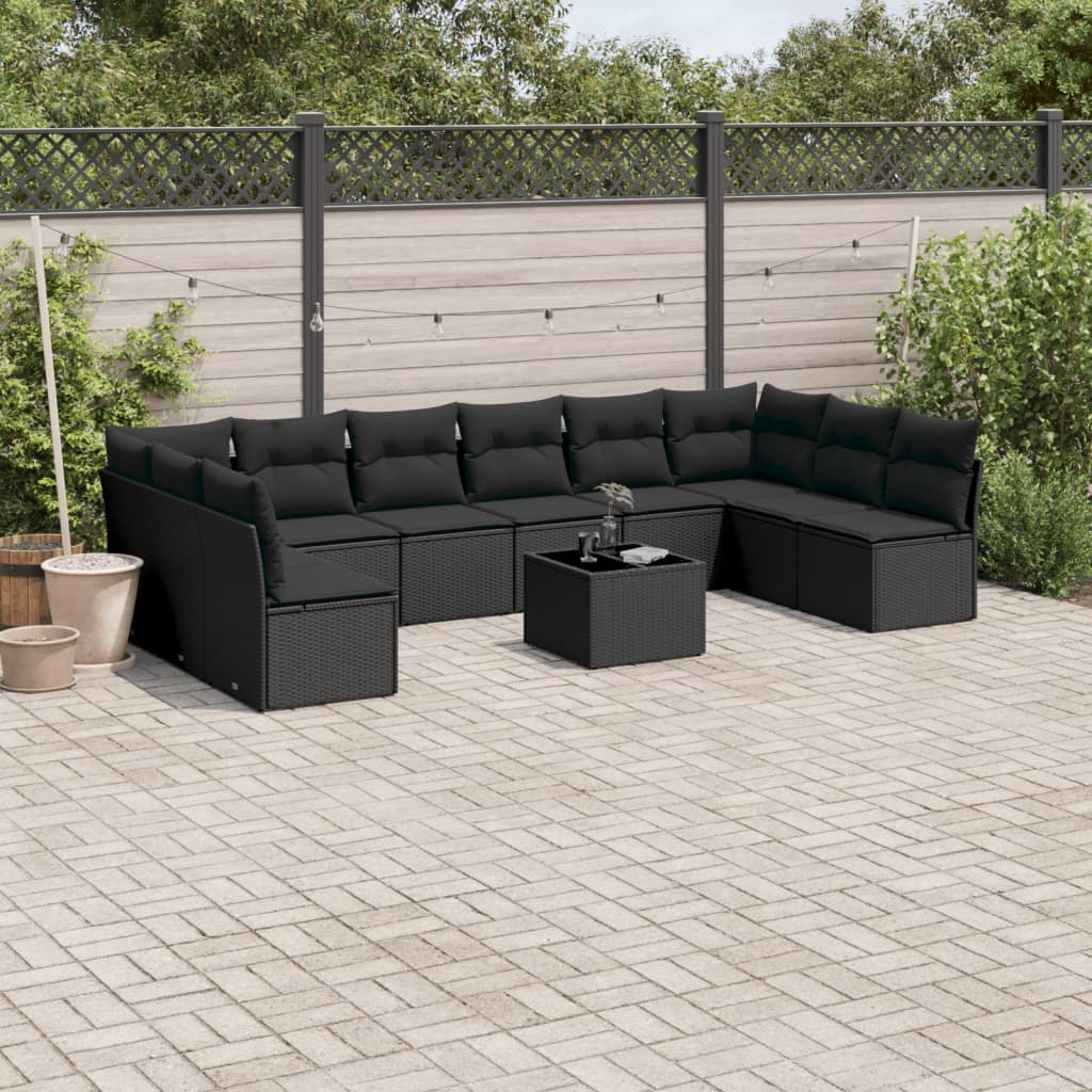 11-delige Loungeset met kussens poly rattan