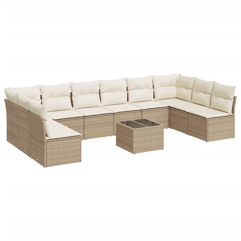 11-delige Loungeset met kussens poly rattan