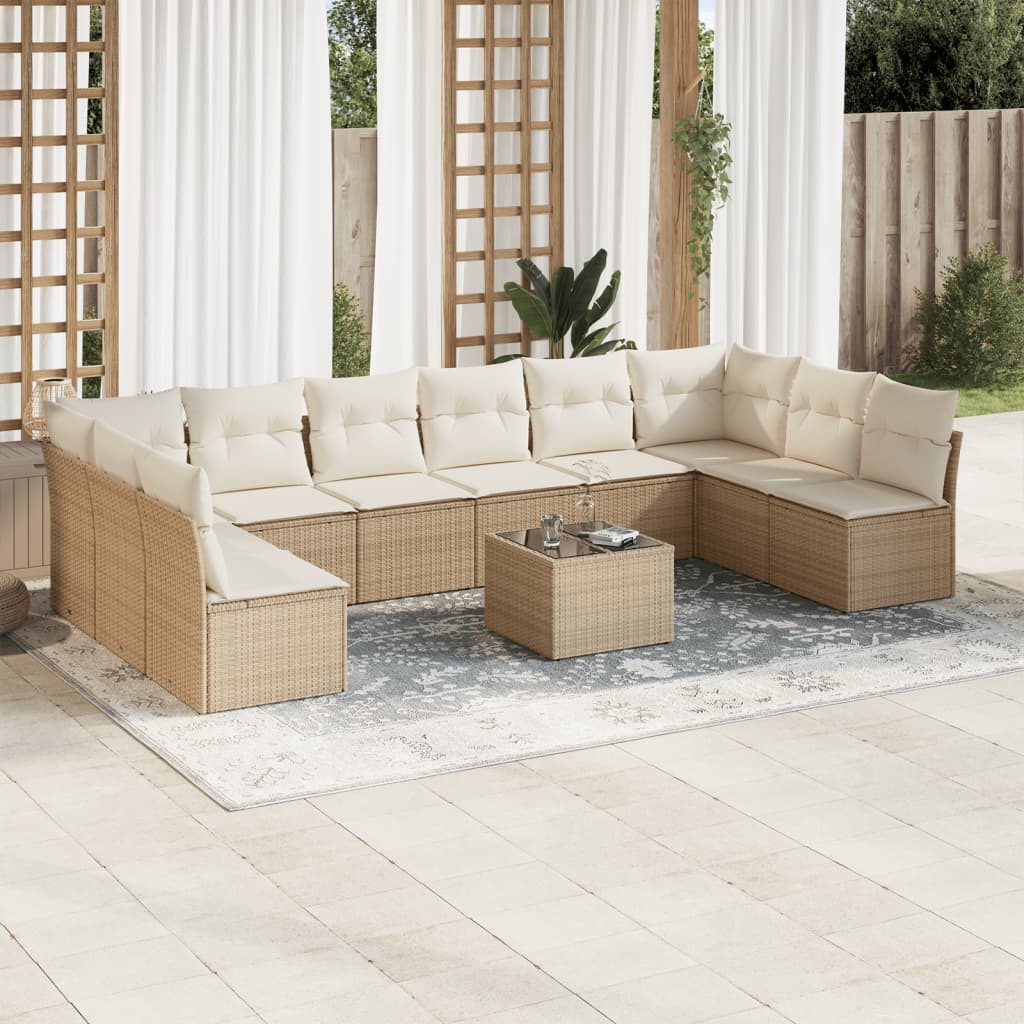 11-delige Loungeset met kussens poly rattan