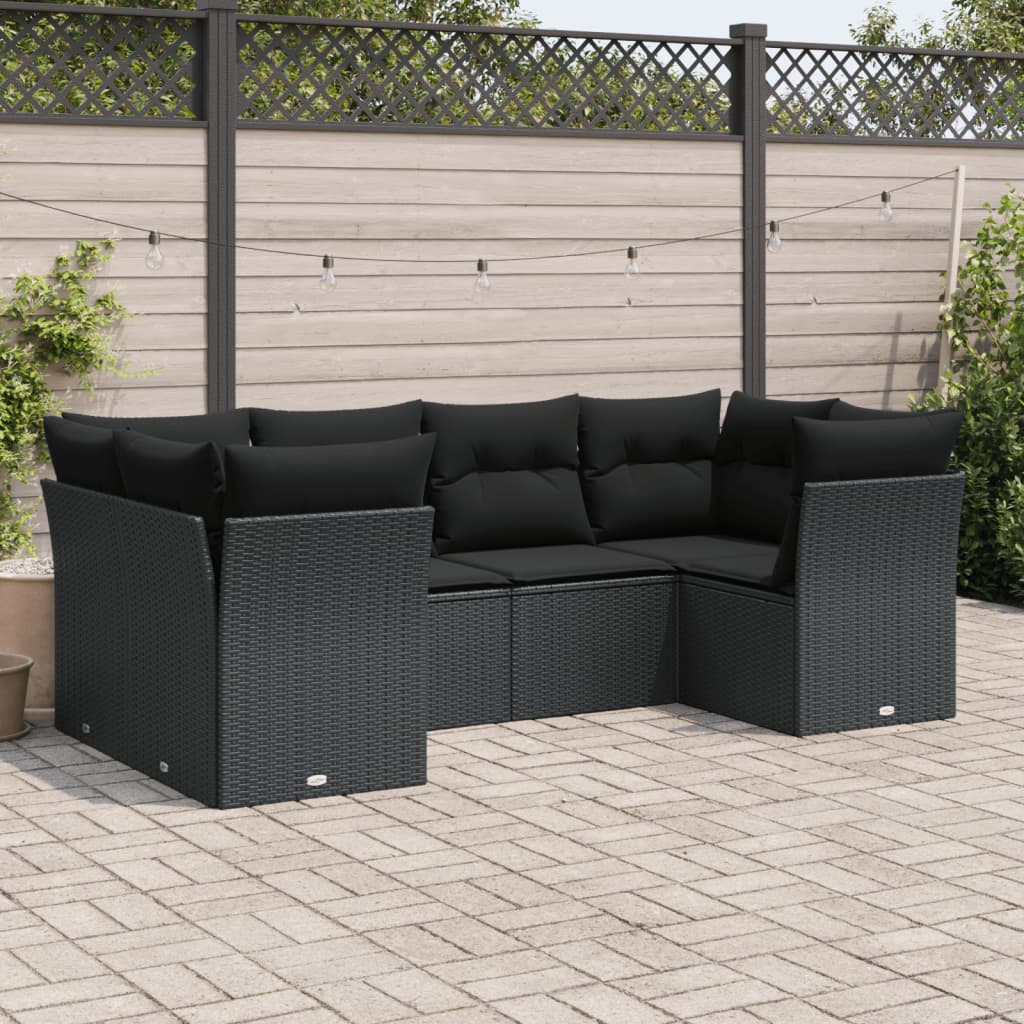 6-delige Loungeset met kussens poly rattan