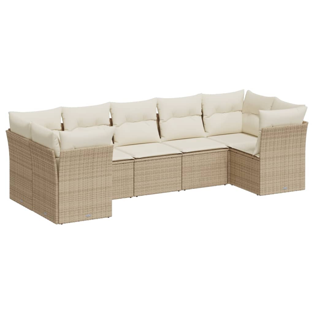 7-delige Loungeset met kussens poly rattan