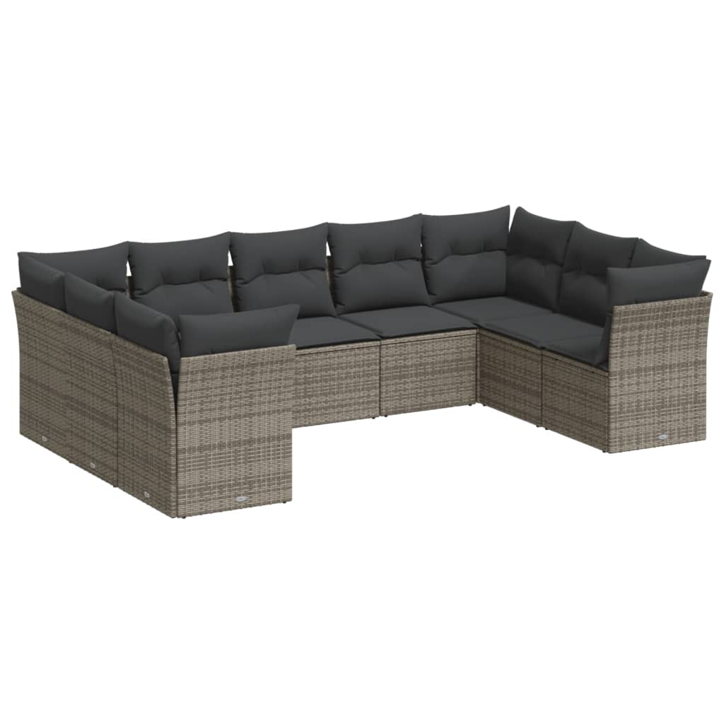 10-delige Loungeset met kussens poly rattan