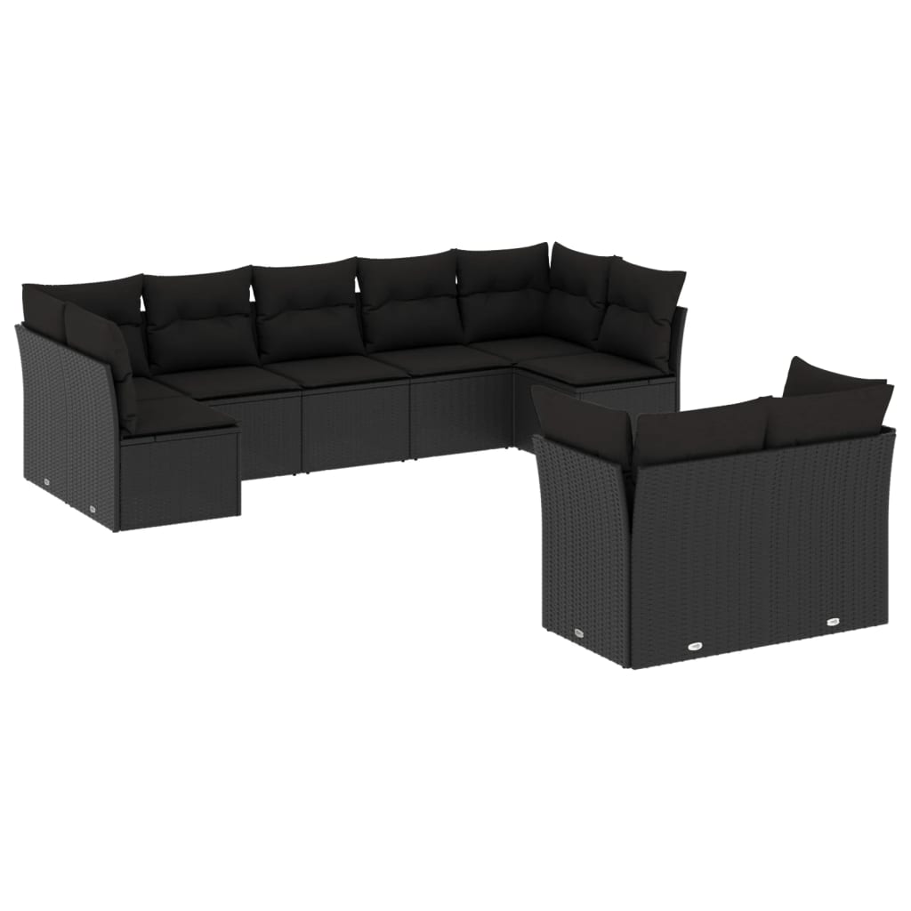 10-delige Loungeset met kussens poly rattan