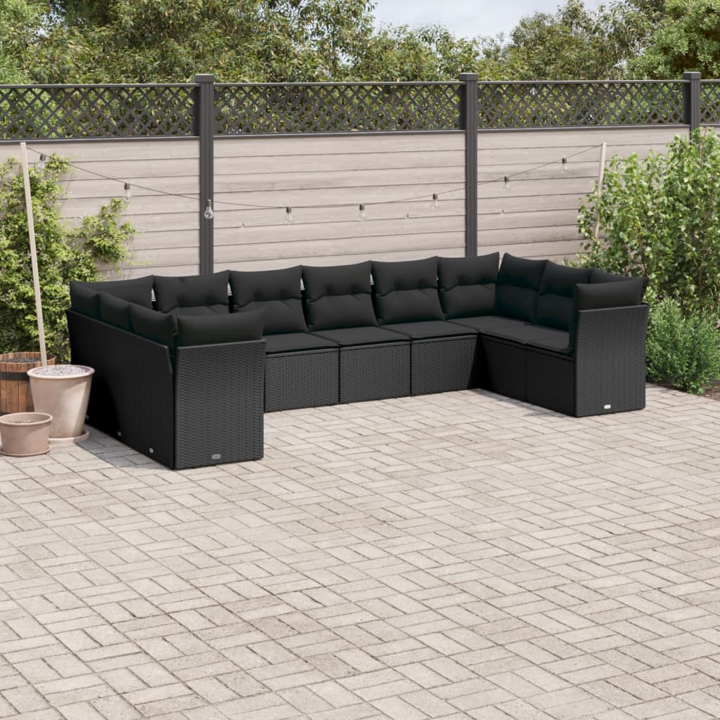 11-delige Loungeset met kussens poly rattan