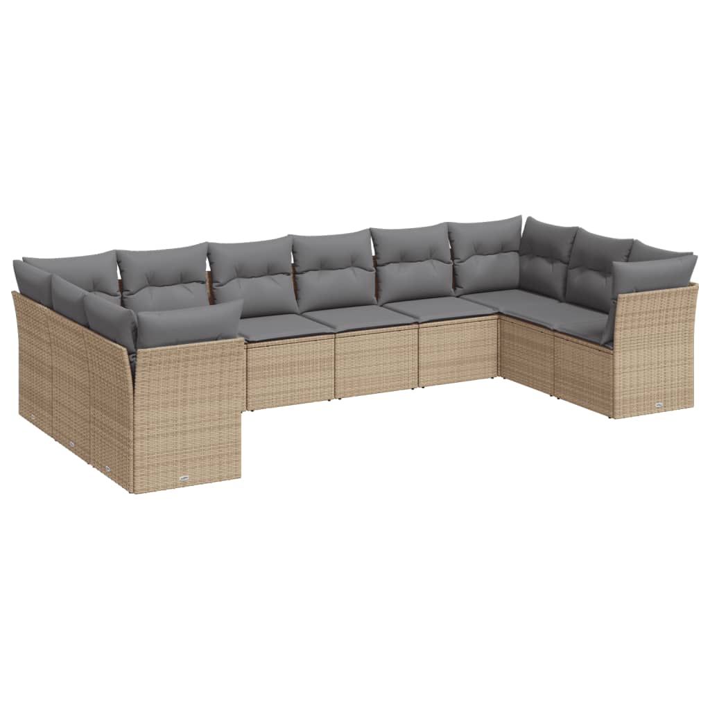 11-delige Loungeset met kussens poly rattan