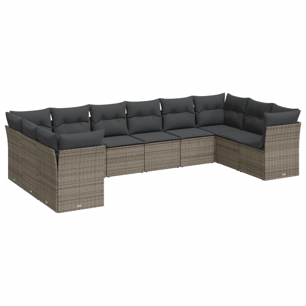 11-delige Loungeset met kussens poly rattan