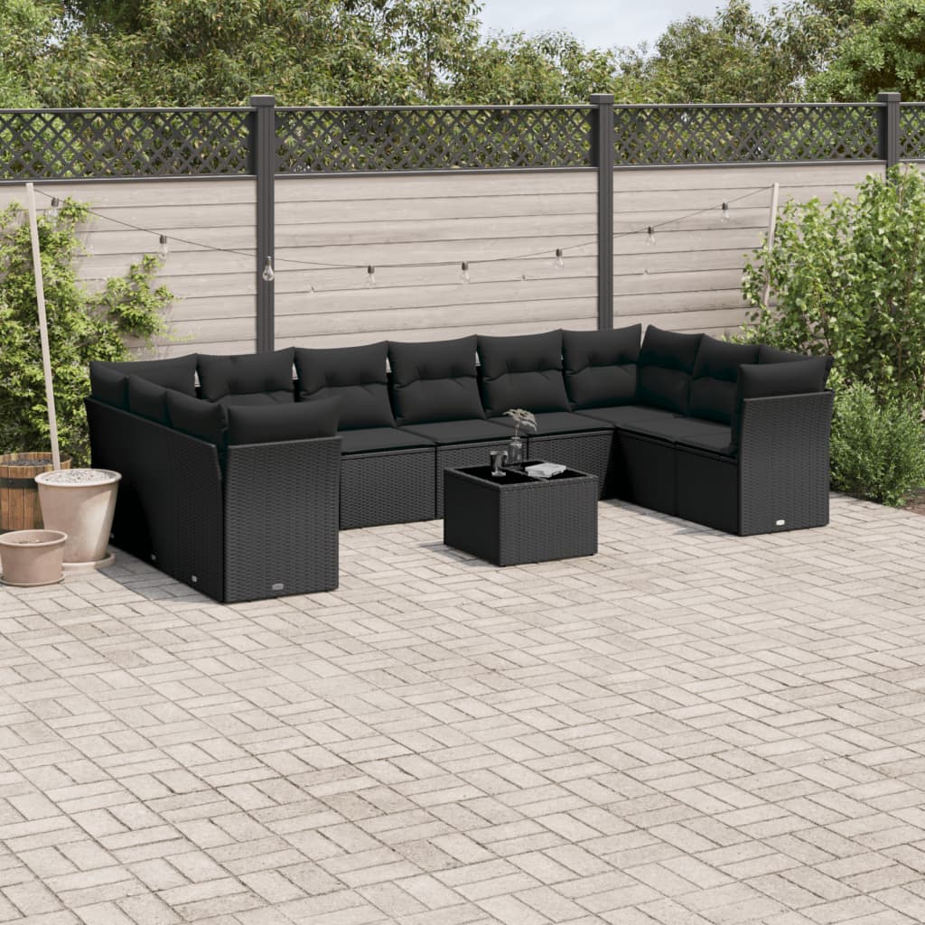 11-delige Loungeset met kussens poly rattan