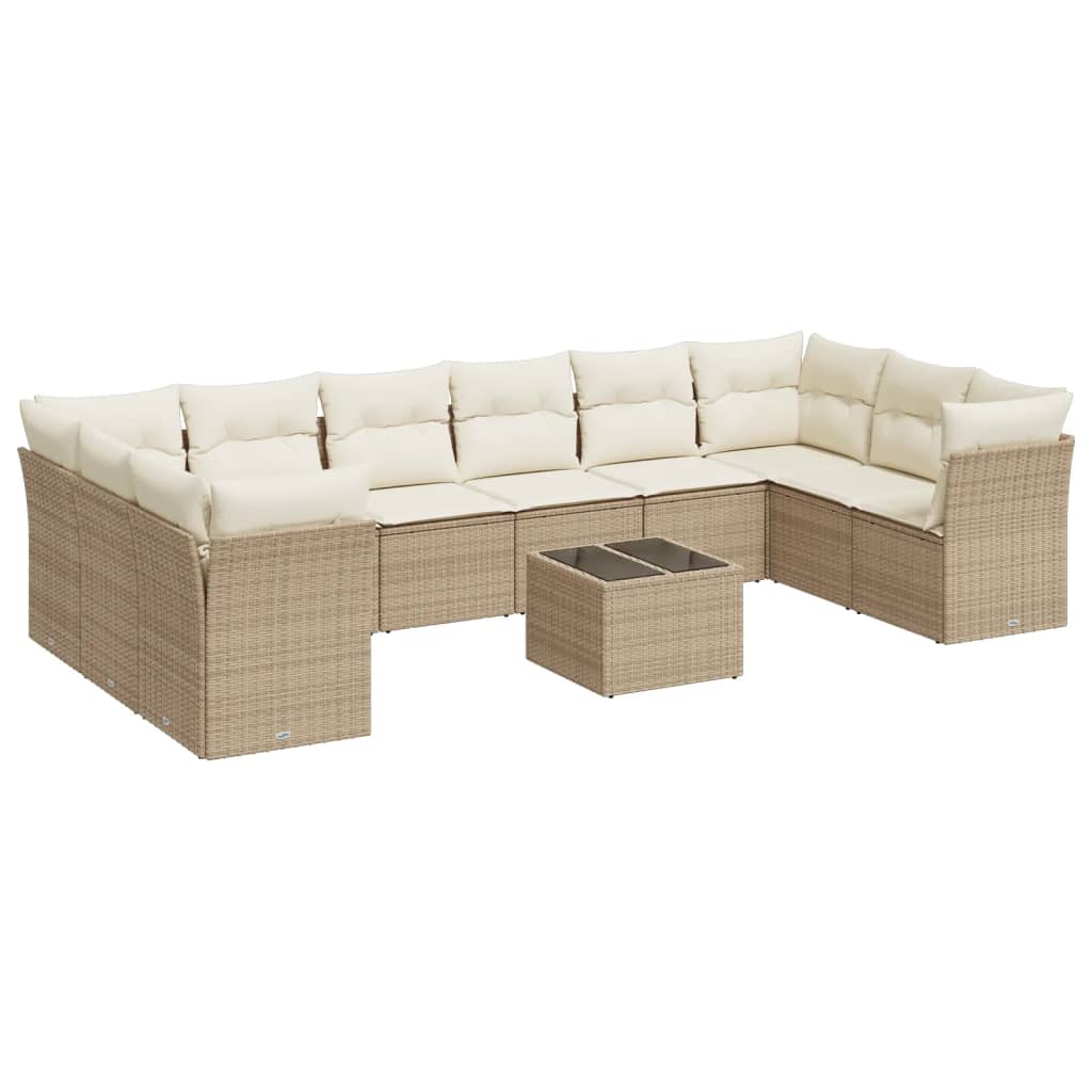 11-delige Loungeset met kussens poly rattan