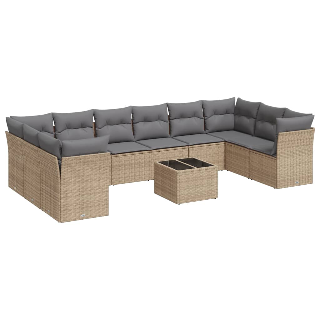 11-delige Loungeset met kussens poly rattan