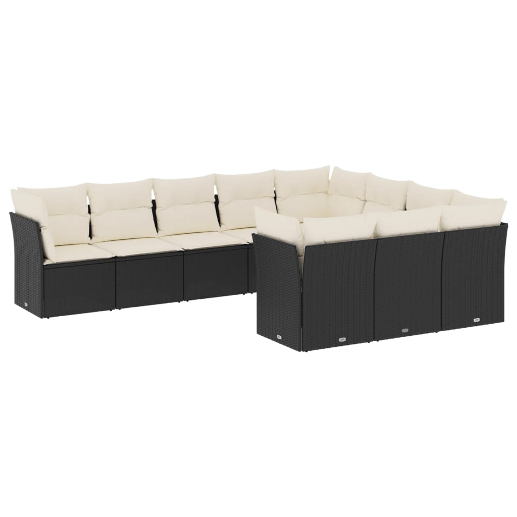 11-delige Loungeset met kussens poly rattan grijs