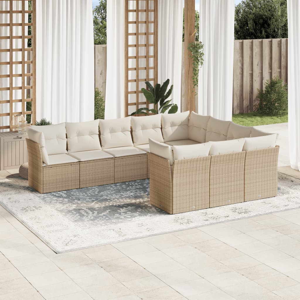 11-delige Loungeset met kussens poly rattan grijs