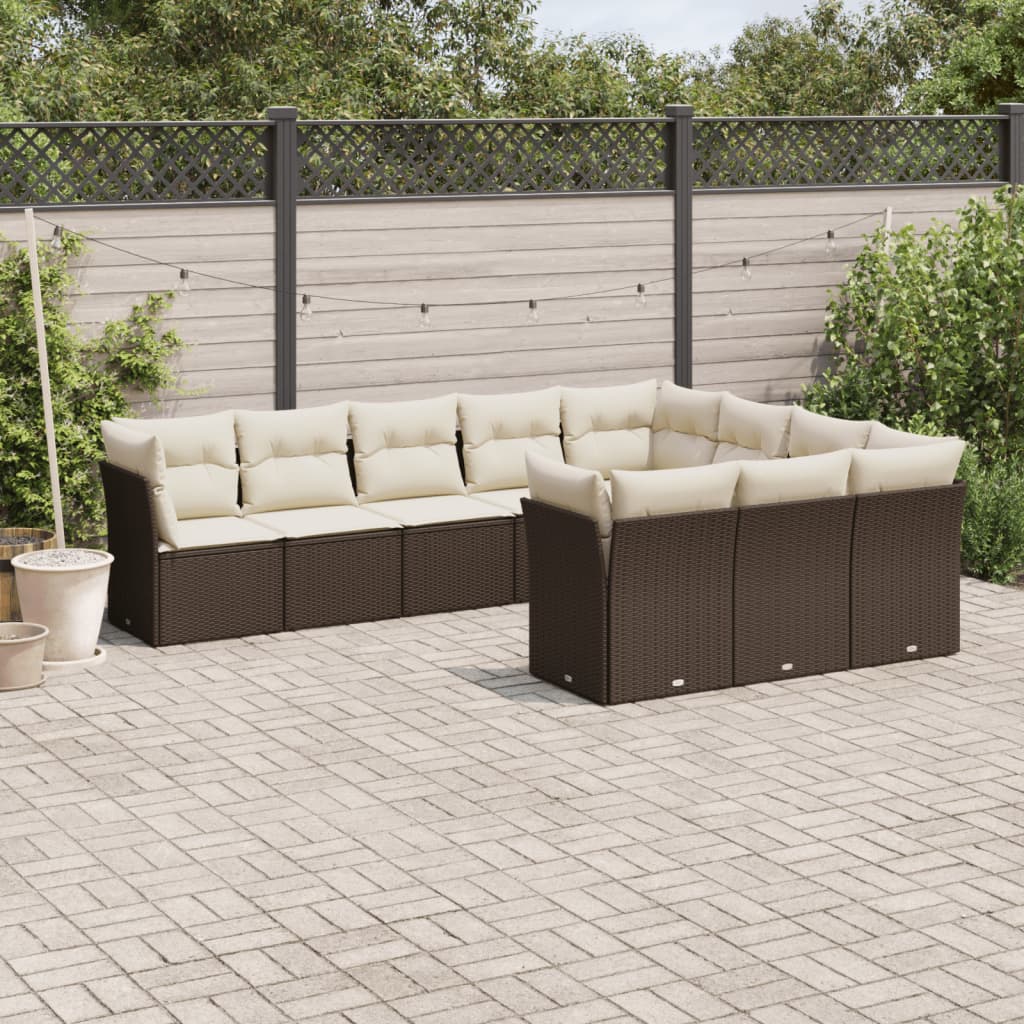 11-delige Loungeset met kussens poly rattan grijs