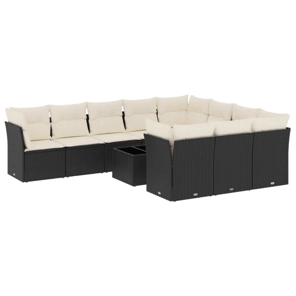 10-delige Loungeset met kussens poly rattan bruin