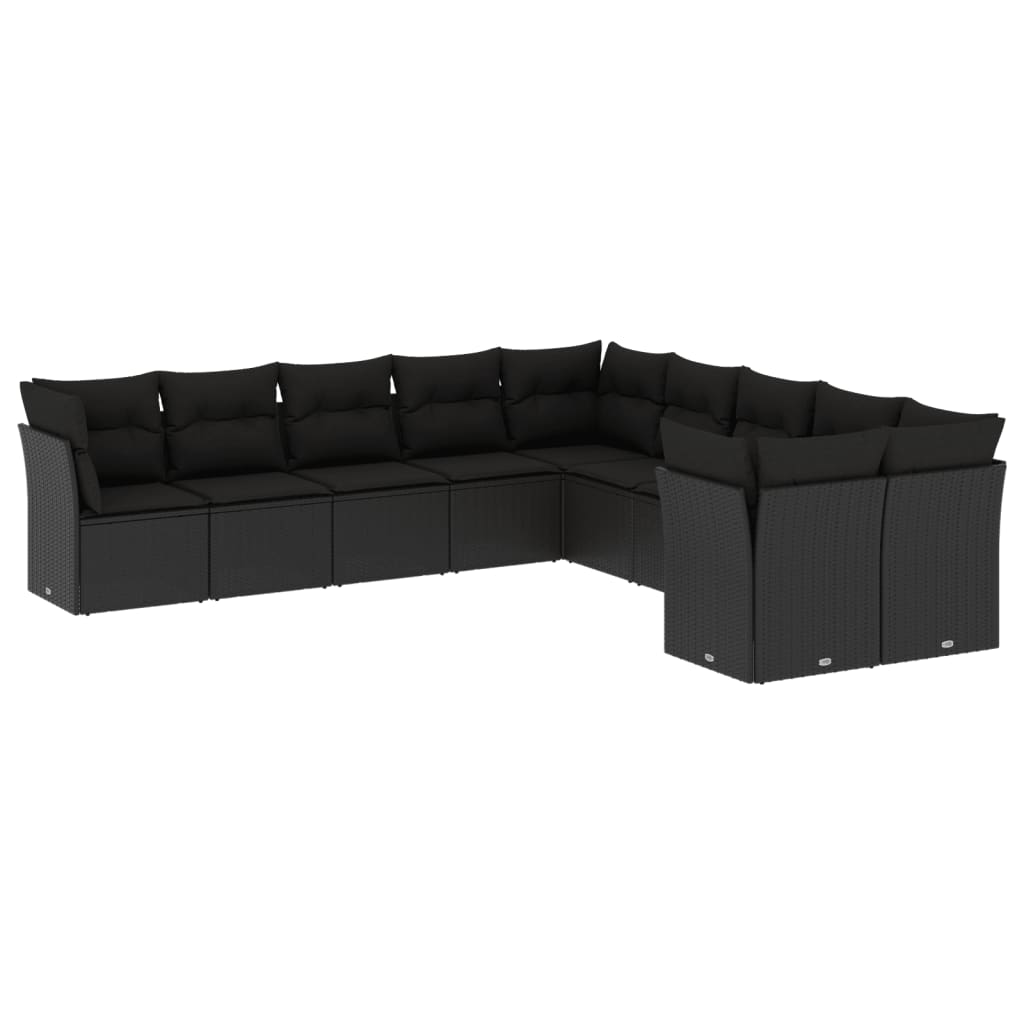 10-delige Loungeset met kussens poly rattan