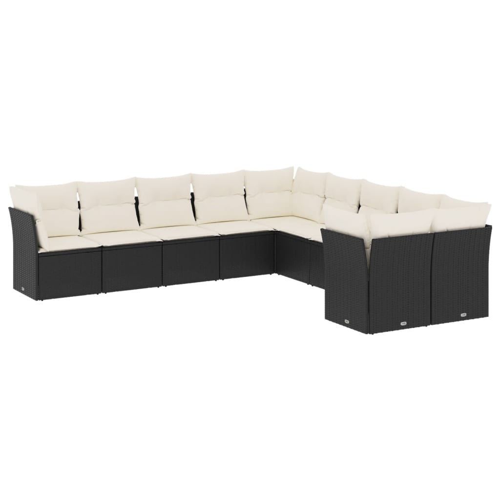 11-delige Tuinset met kussens poly rattan beige