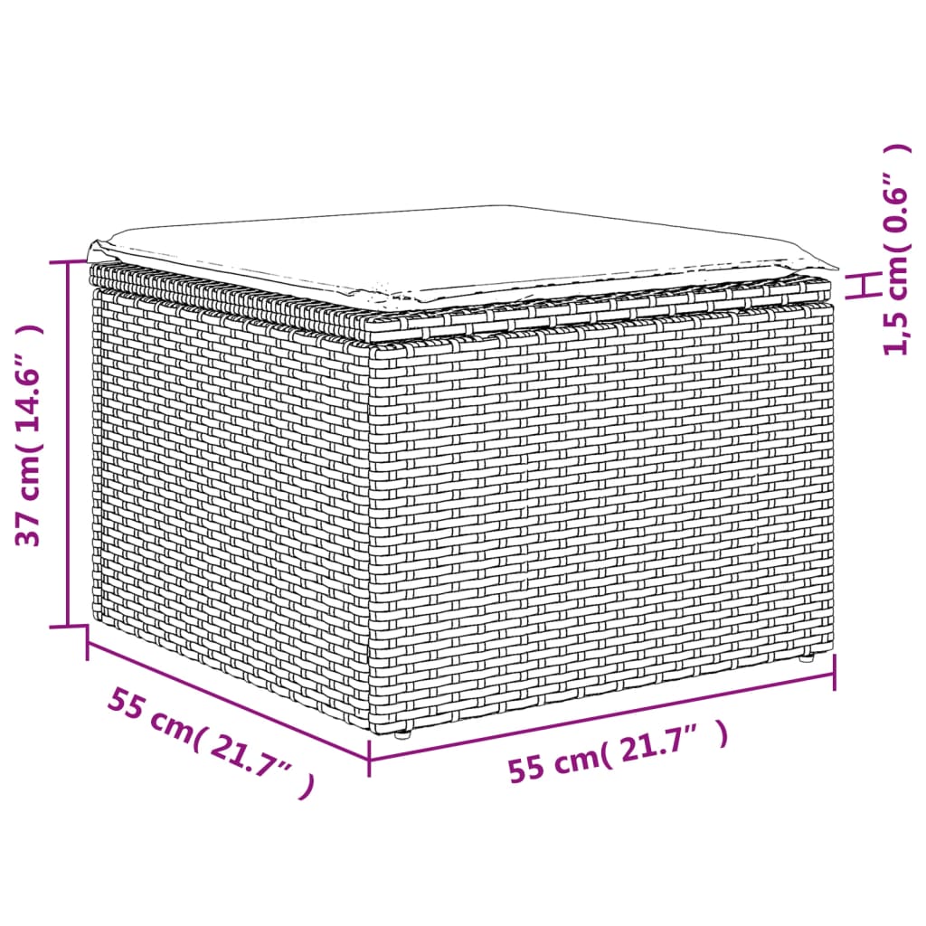 11-delige Tuinset met kussens poly rattan beige