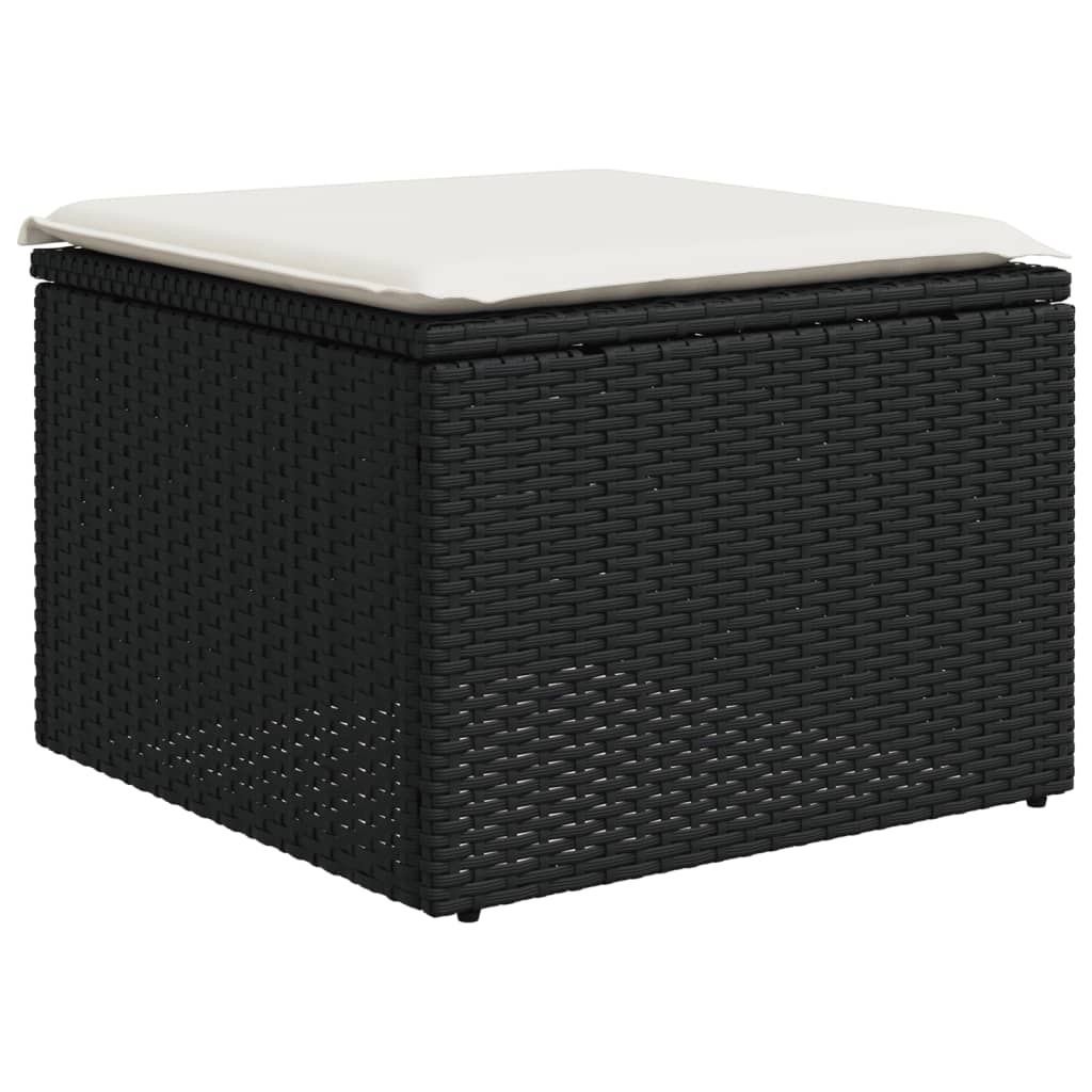 11-delige Loungeset met kussens poly rattan zwart