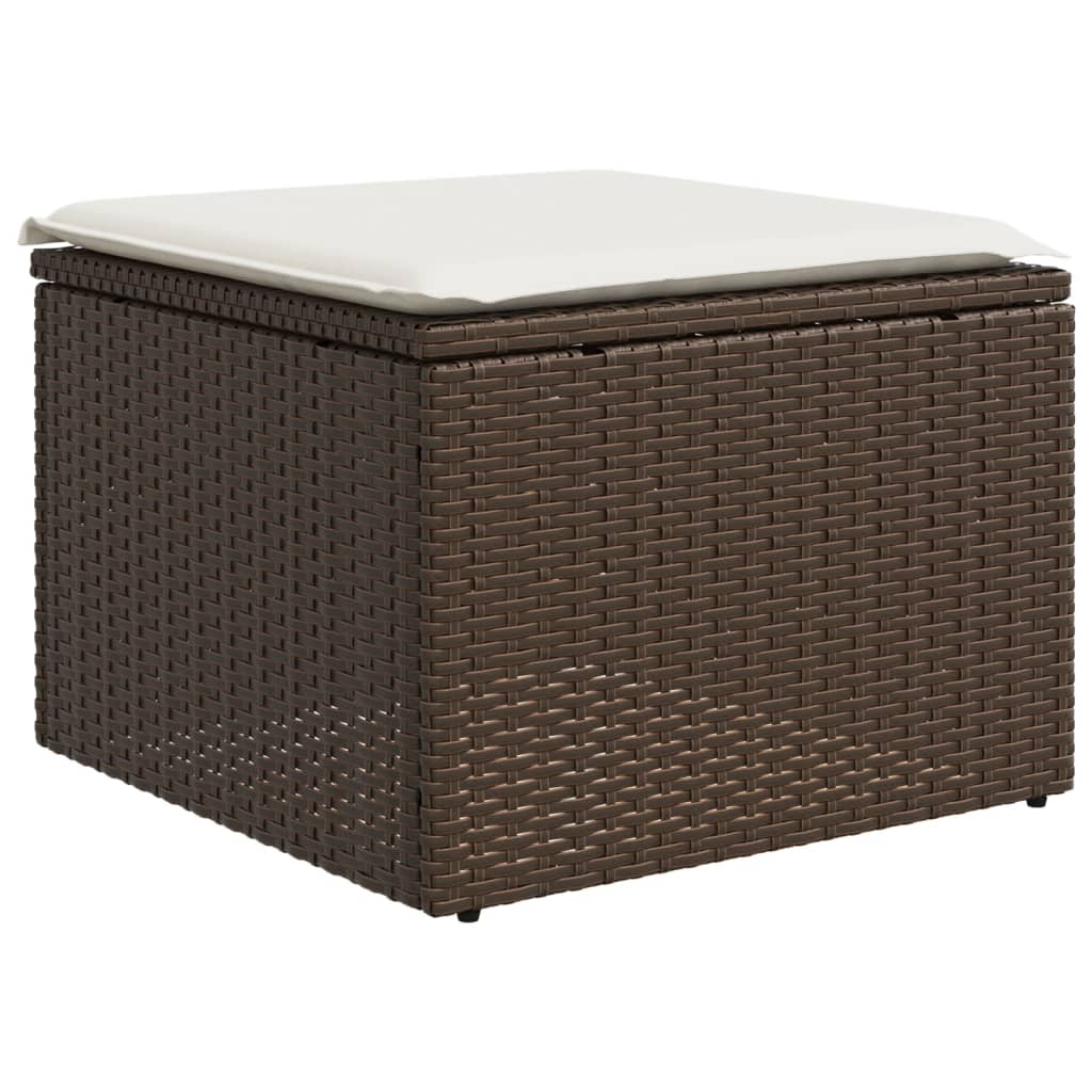 11-delige Loungeset met kussens poly rattan zwart