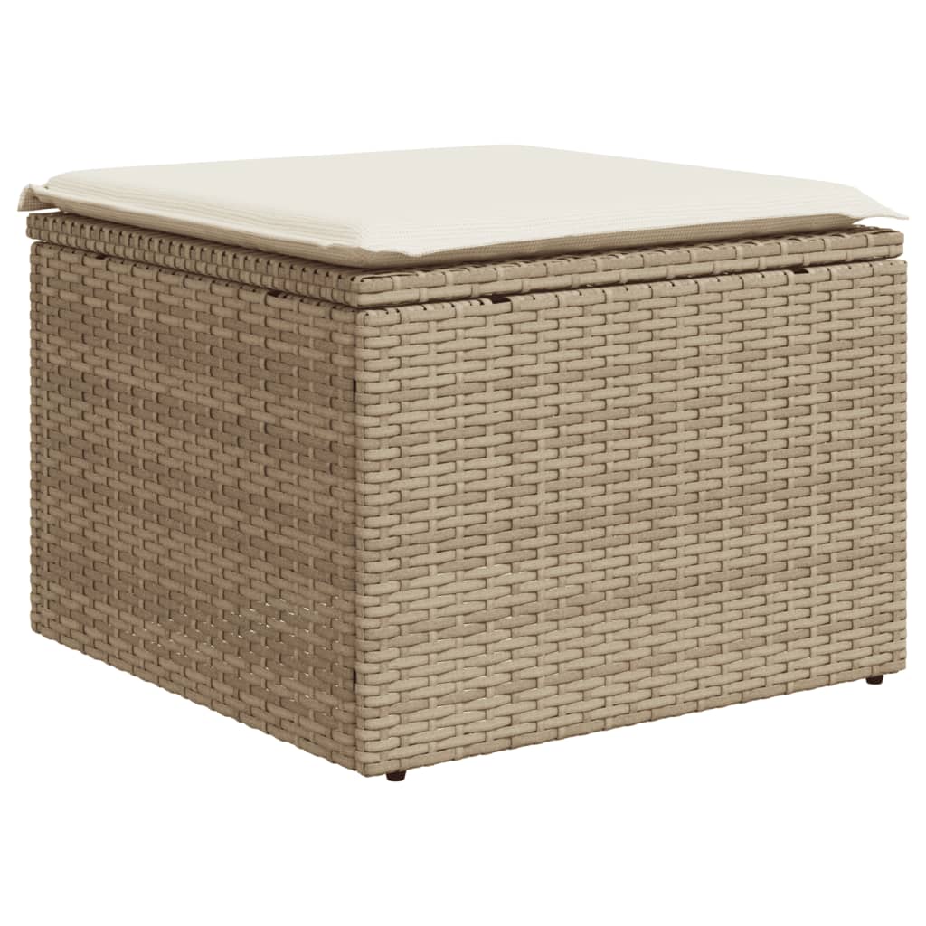 11-delige Loungeset met kussens poly rattan zwart