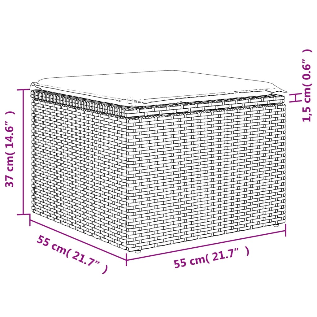 11-delige Loungeset met kussens poly rattan zwart