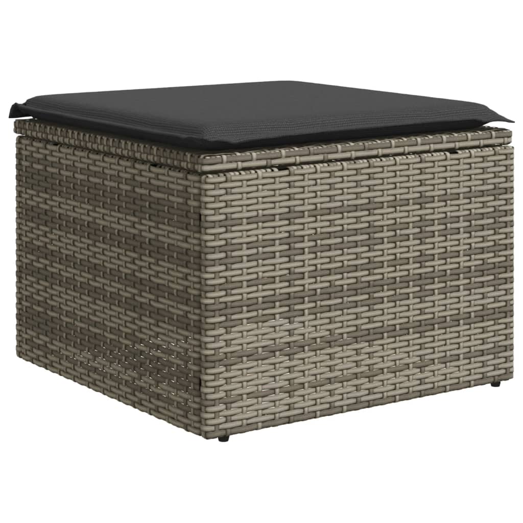 11-delige Loungeset met kussens poly rattan zwart