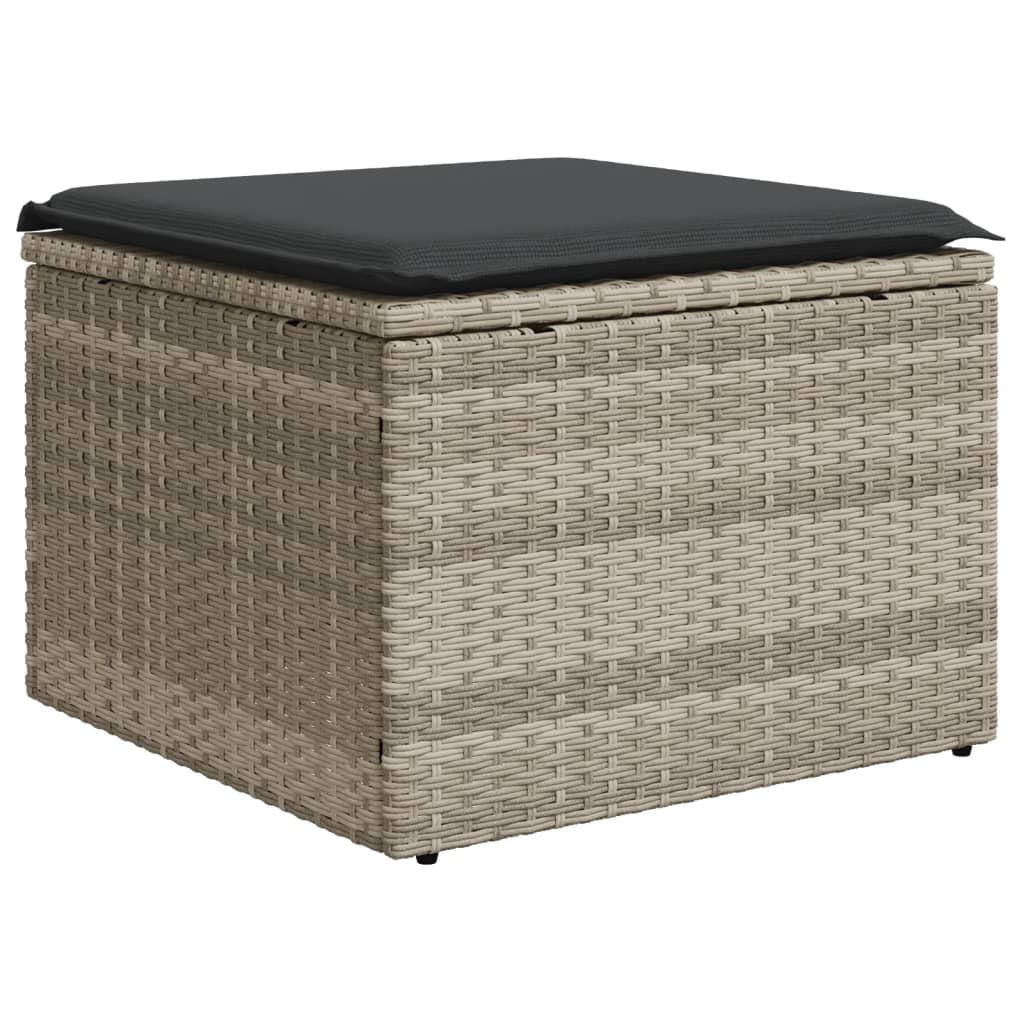 11-delige Loungeset met kussens poly rattan zwart