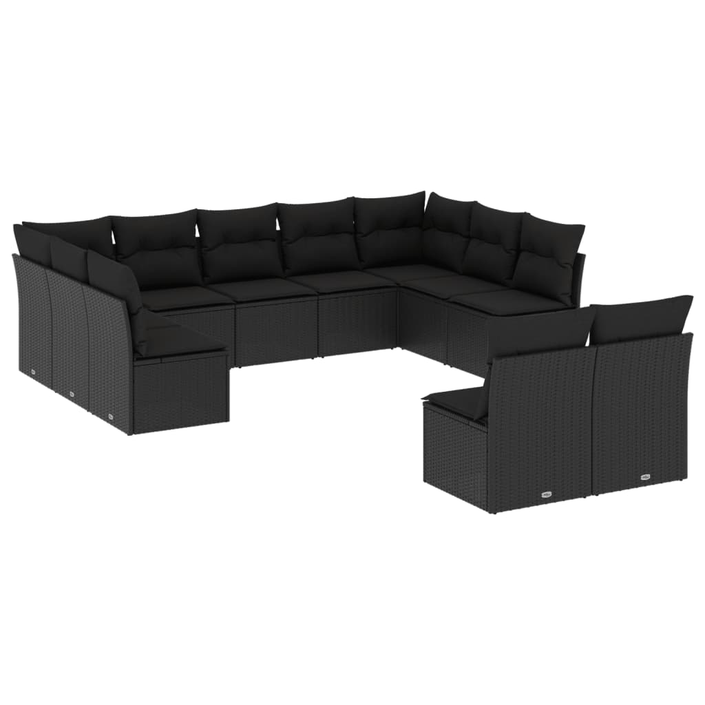 12-delige Loungeset met kussens poly rattan grijs