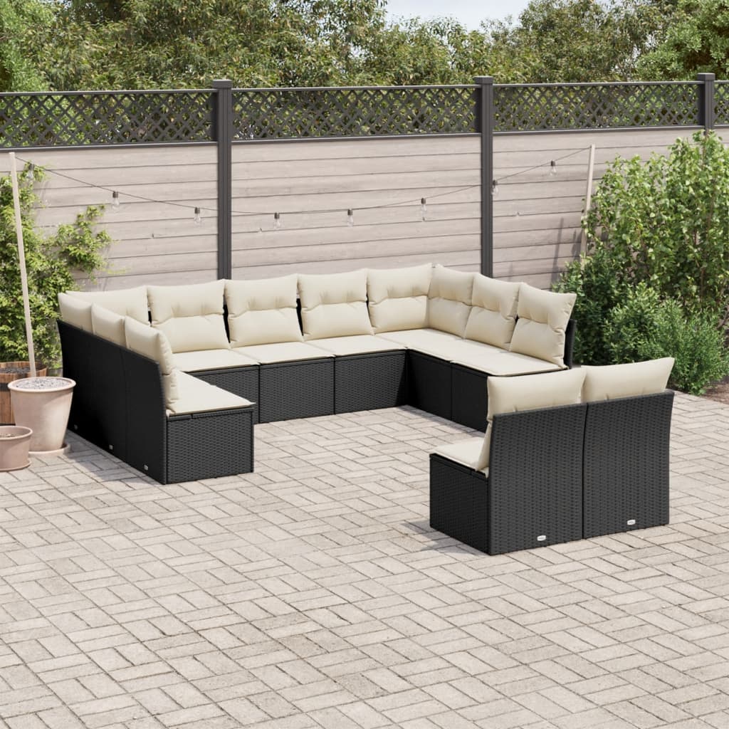 12-delige Loungeset met kussens poly rattan