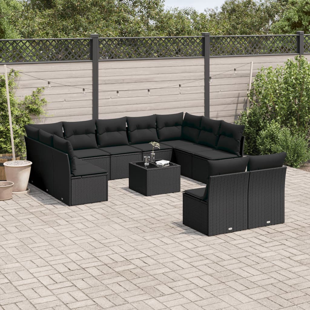 12-delige Loungeset met kussens poly rattan