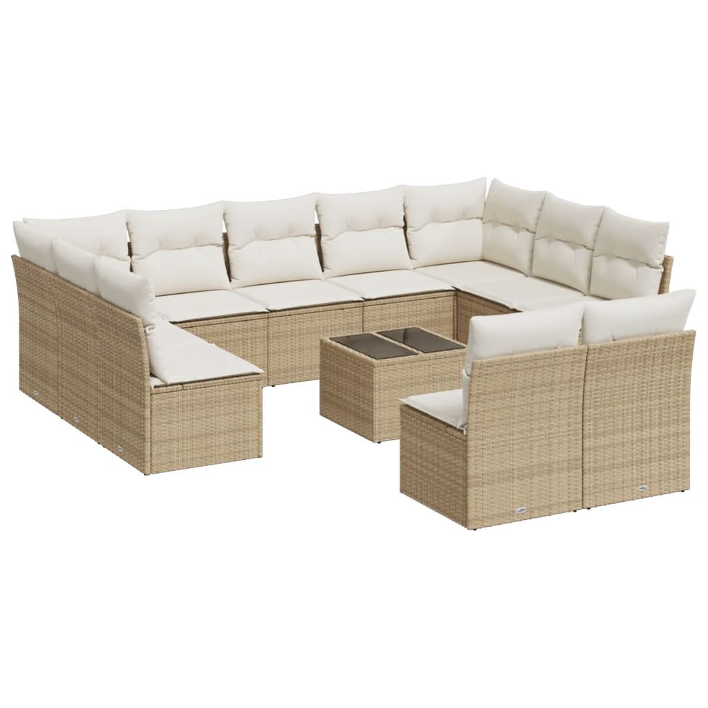 12-delige Loungeset met kussens poly rattan