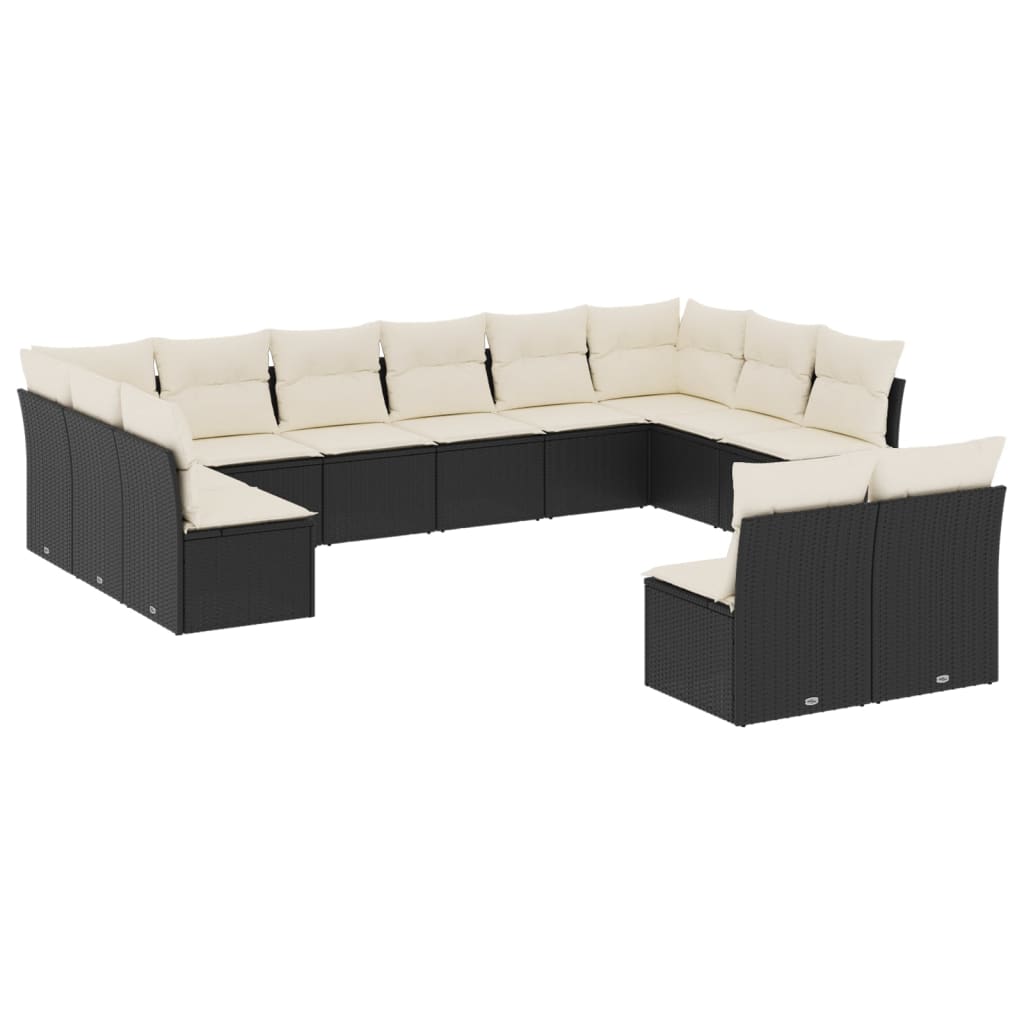 13-delige Loungeset met kussens poly rattan beige