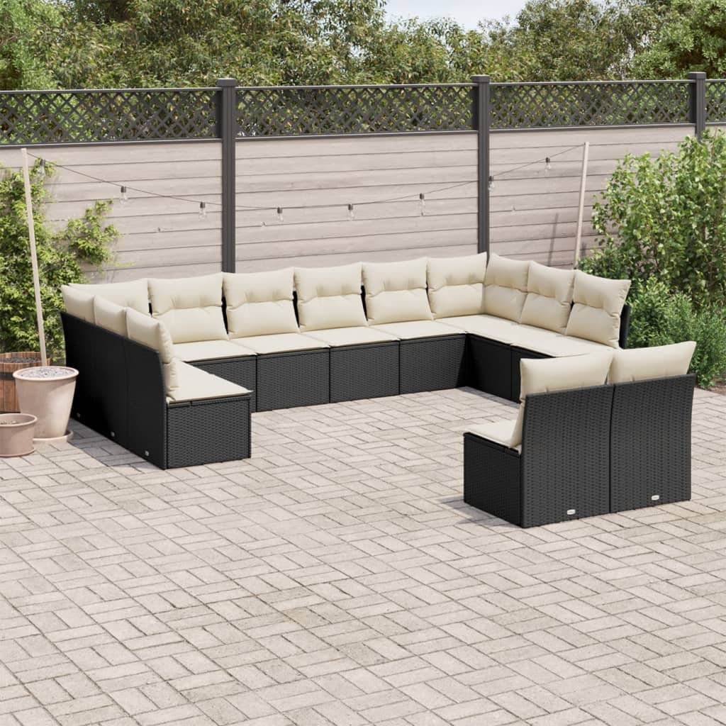 12-delige Loungeset met kussens poly rattan